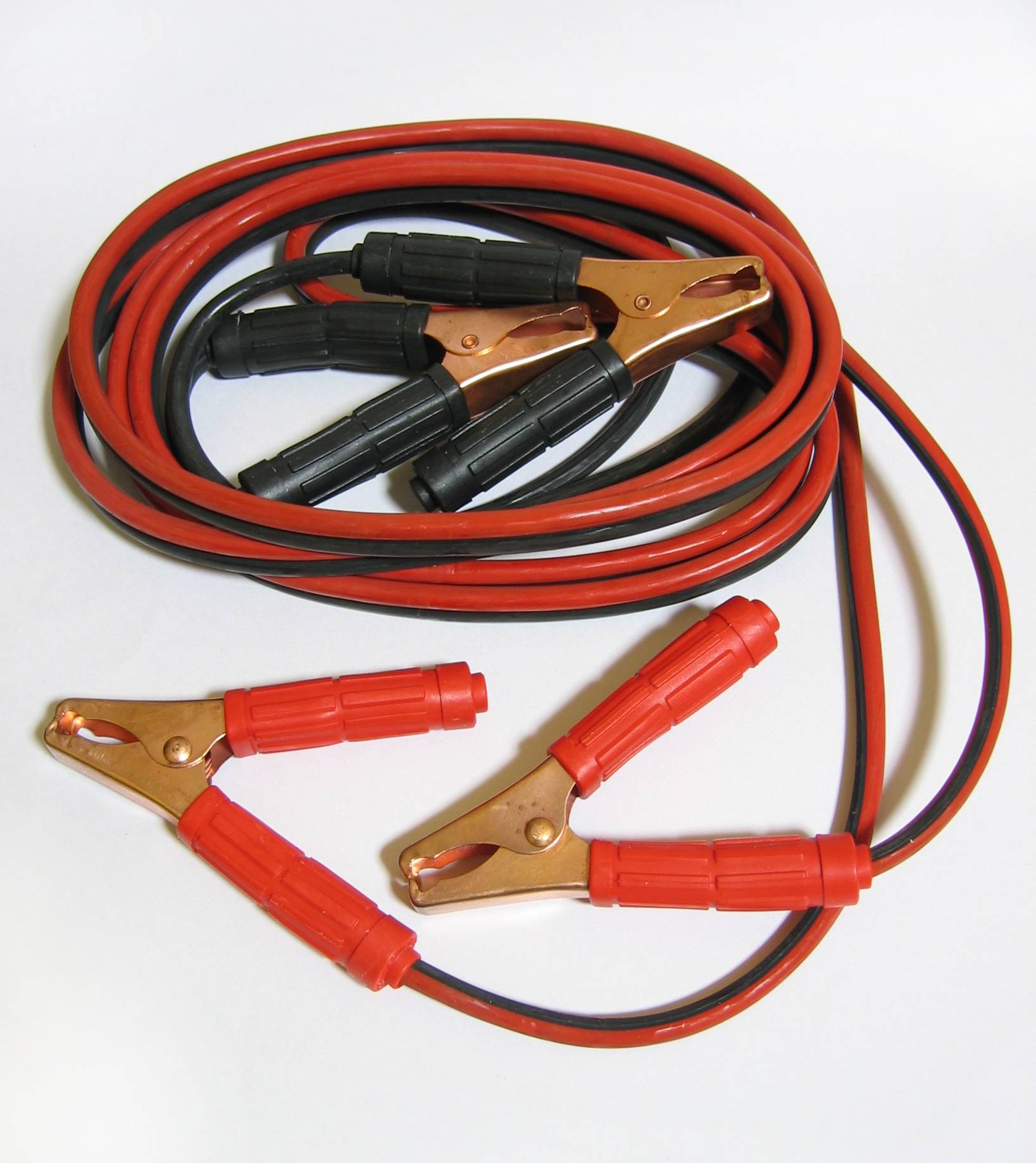 A set of red and black jumper cables.