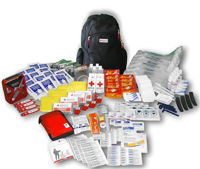 Full emergency kit with food, water, lights, etc.